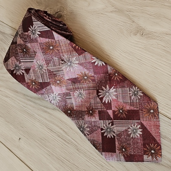 Vintage ARROW Geometric Floral Silk Neck Tie - Picture 1 of 12